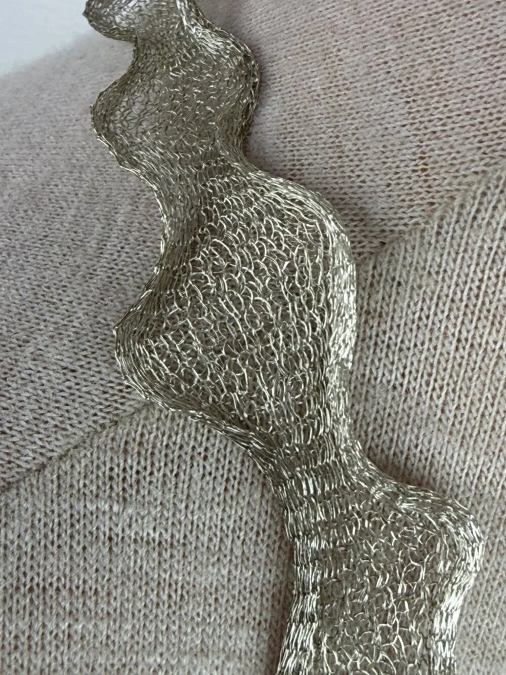 Sterling Silver Woven Mesh Wire Necklace